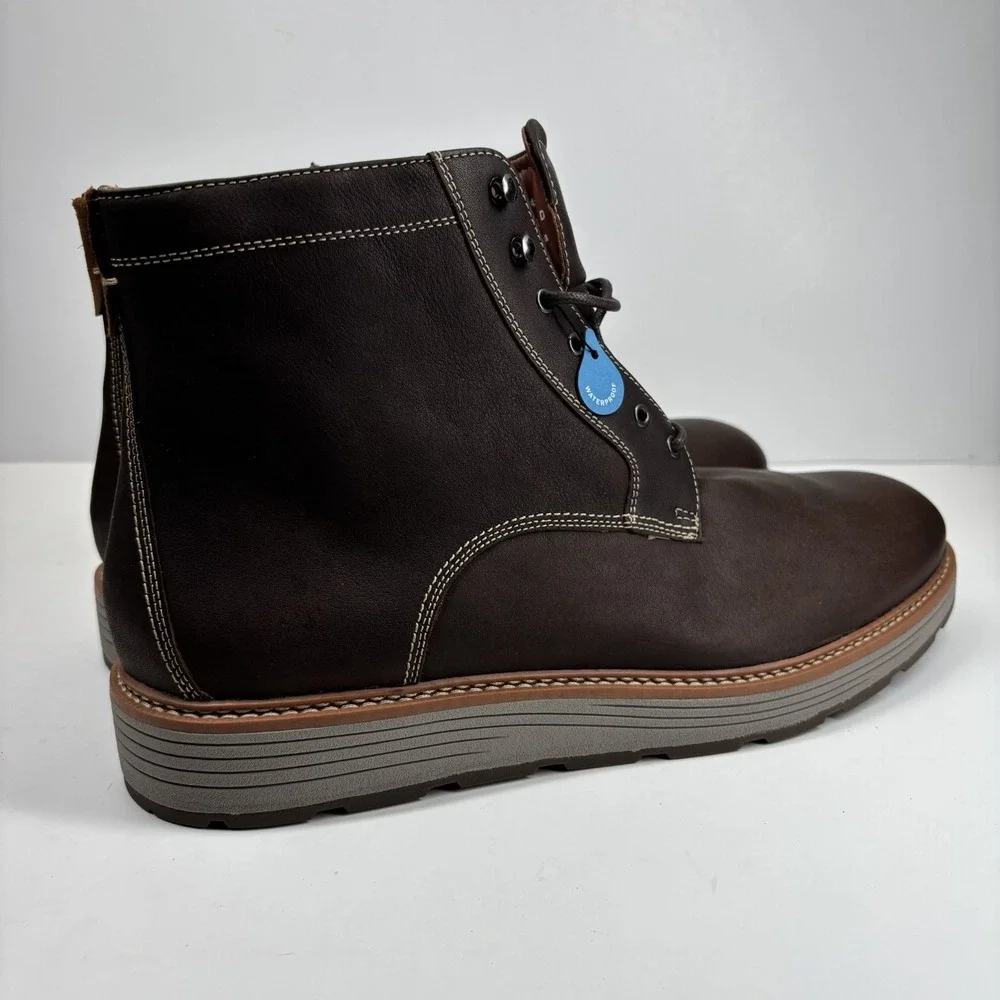Johnston & Murphy Upton Lug Men's US‎ 13M Brown Oiled Leather Plain Toe Boots